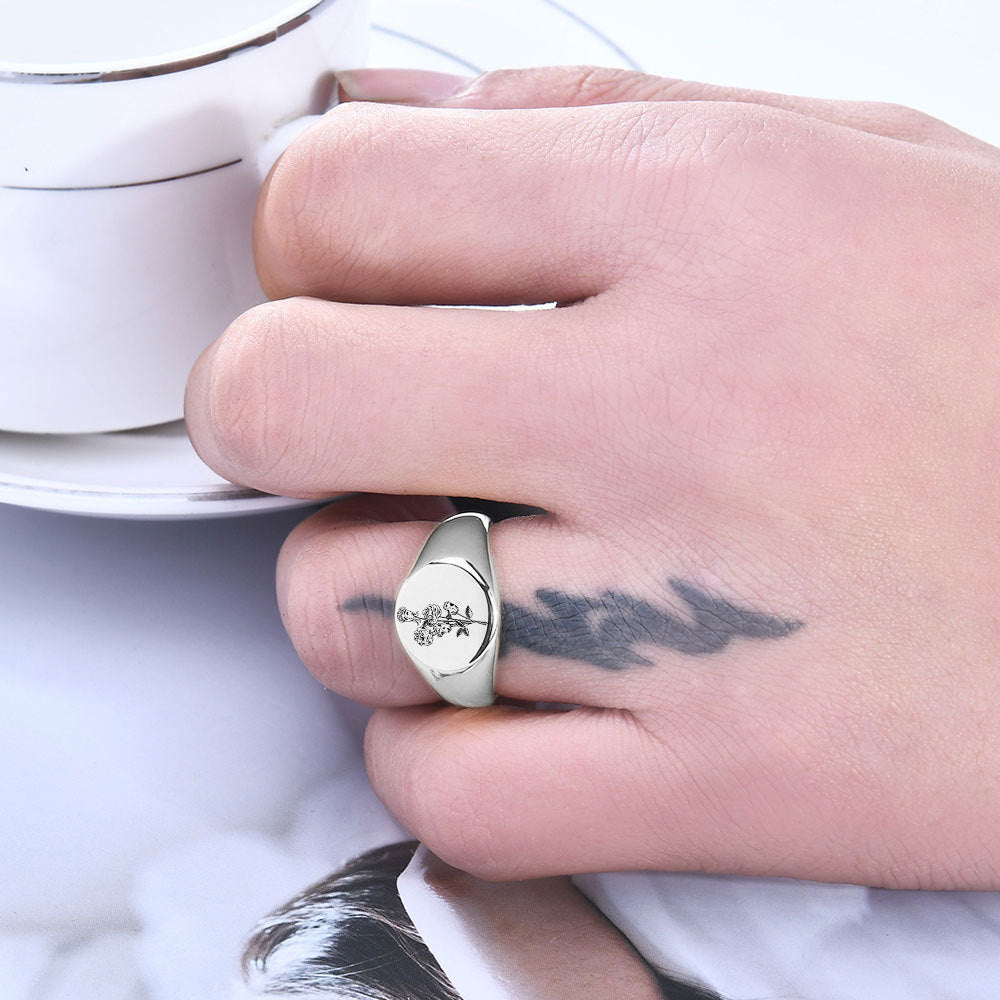 Damen Siegelring mit floralem Motiv und verstellbarem Design Shop Nory
