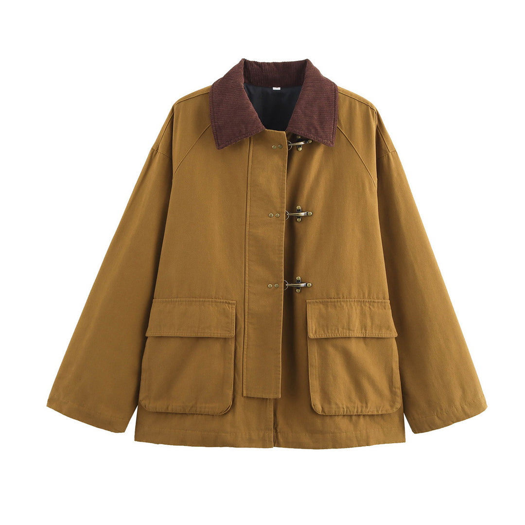 Damen Boxy Fieldjacke mit Cordkragen, Knebelverschlüssen und großen Klappentaschen Shop Nory