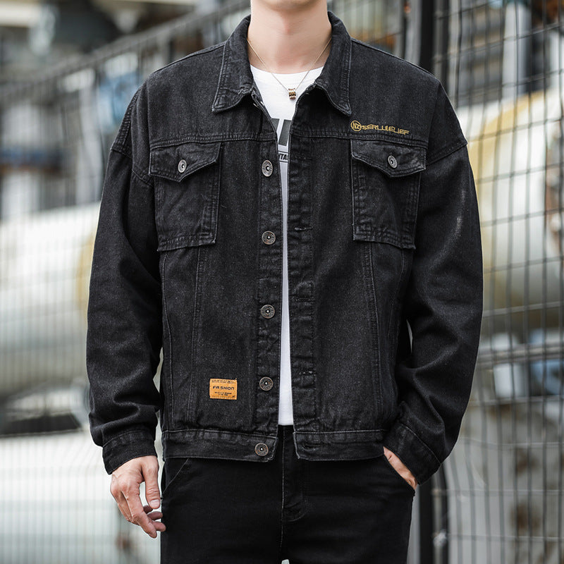 Herren Denimjacke im lässigen Stil mit funktionalen Pattentaschen und robustem Design