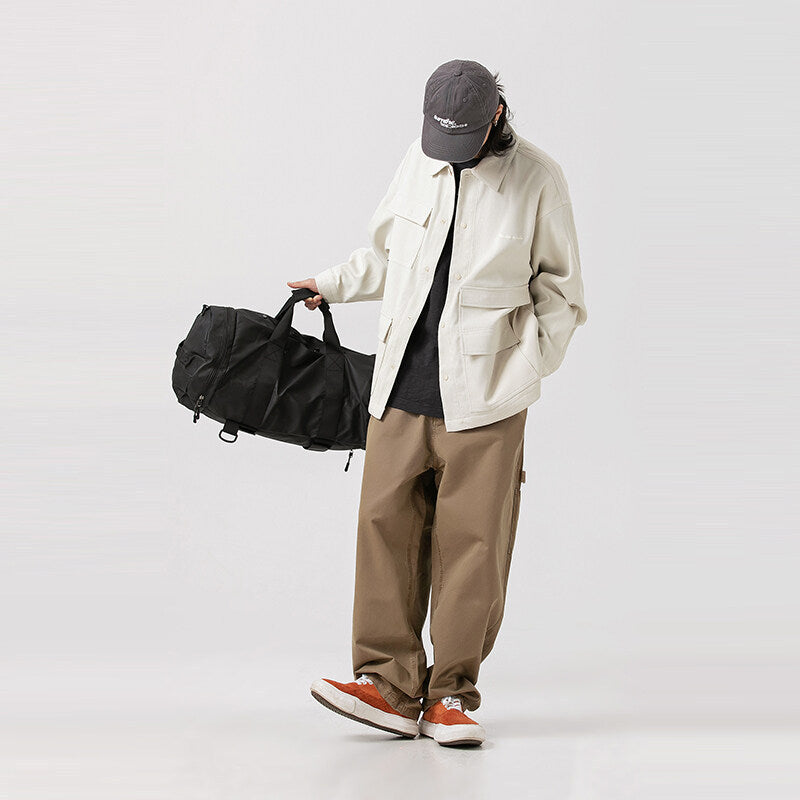 Herren Weite Utility-Cargo-Hose im Baggy-Fit mit großen aufgesetzten Taschen und verstärkten Kniepartien Shop Nory