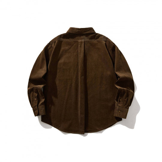Unisex Kastenförmiges Cord-Hemd im Overshirt-Stil mit Button-Down-Kragen und aufgesetzter Brusttasche Shop Nory