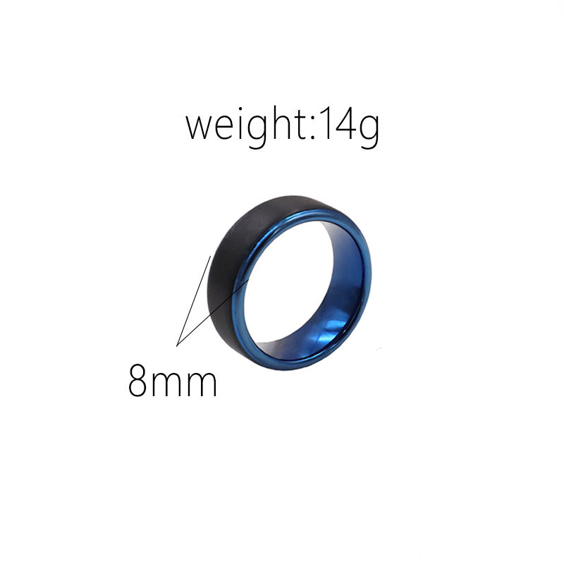 Herren edler Edelstahlring mit blauer Innenbeschichtung Shop Nory