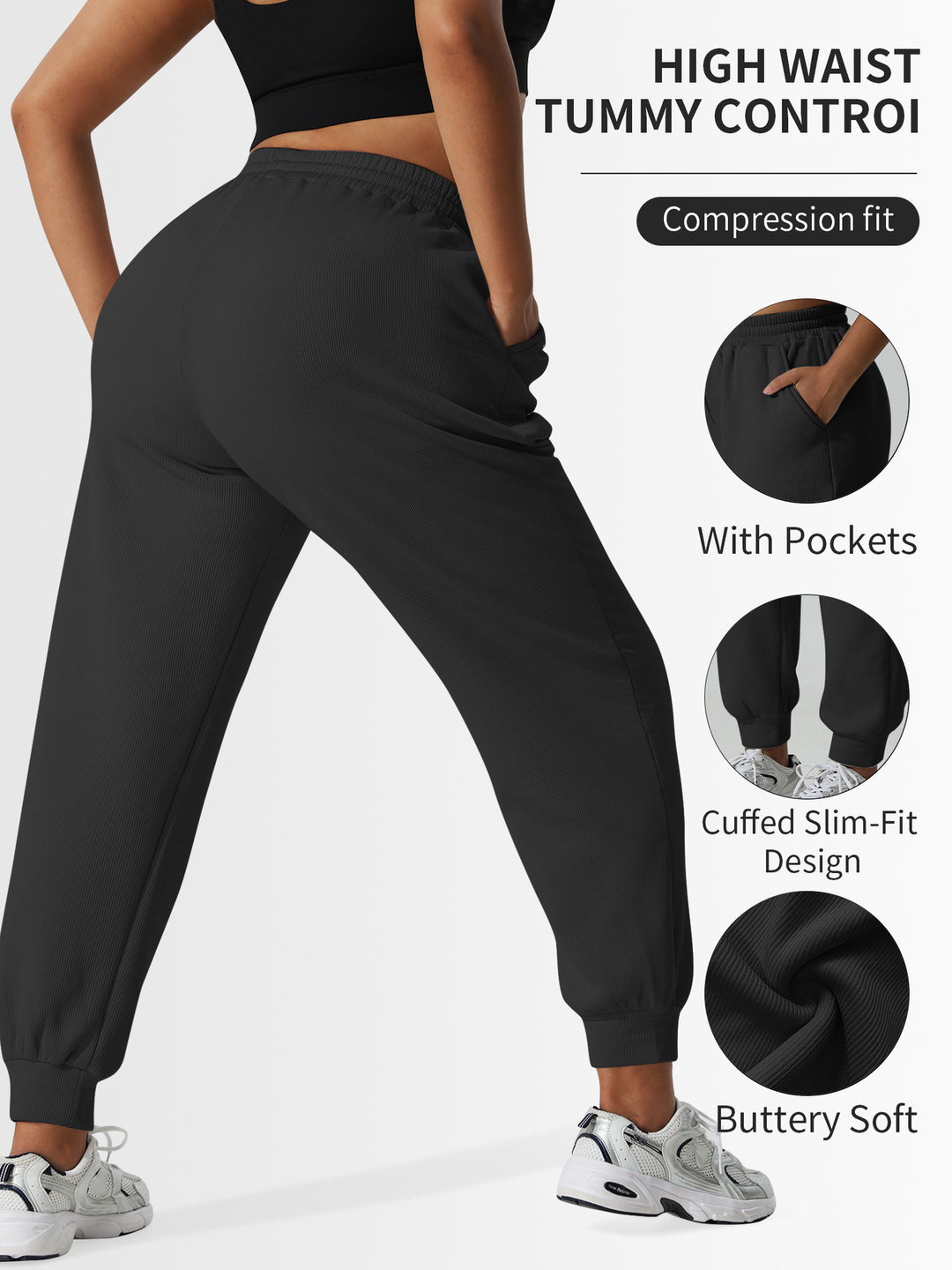 Damen High-Waist Shaping-Jogpant aus Rippfleece mit Taschen Shopy Nory