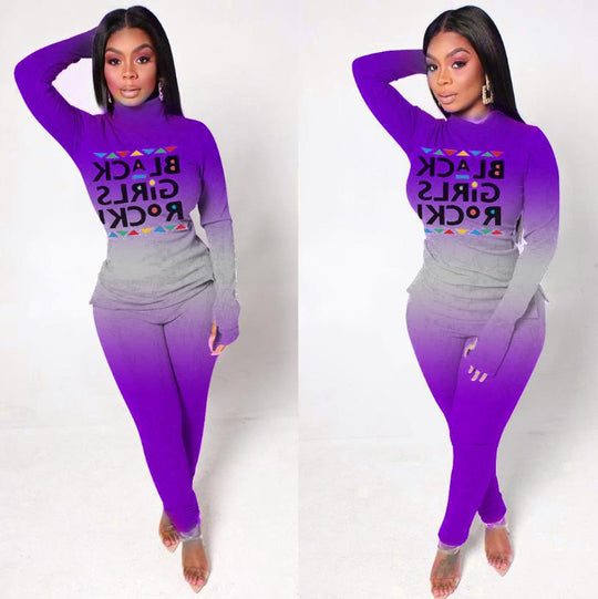 Damen Zweiteiliges Lounge-Set mit Statement-Print, Langarmshirt und Highwaist-Leggings Shop Nory