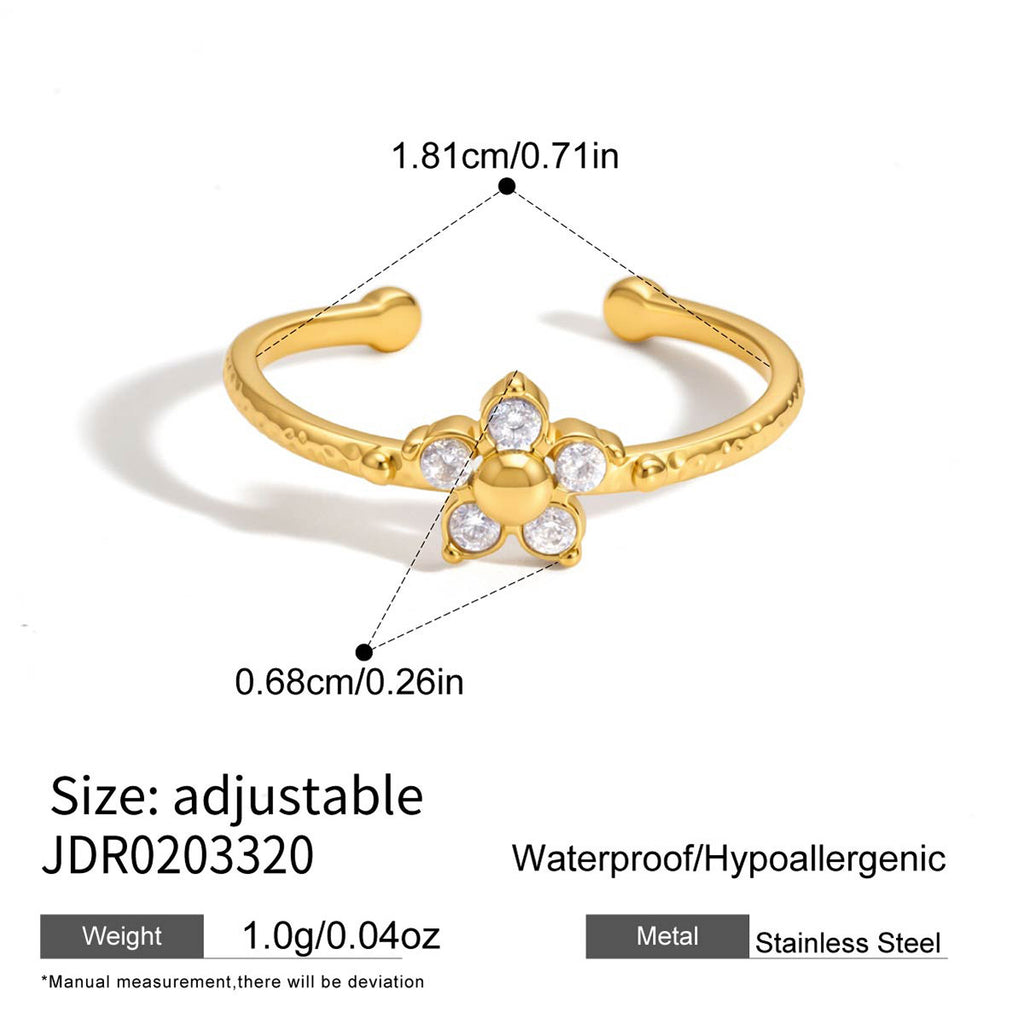 Damen Offenes Ring mit floralen Zirkonia-Details Shop Nory