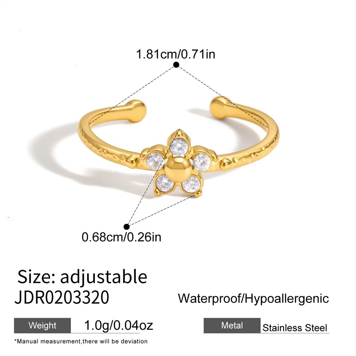 Damen Offenes Ring mit floralen Zirkonia-Details Shop Nory
