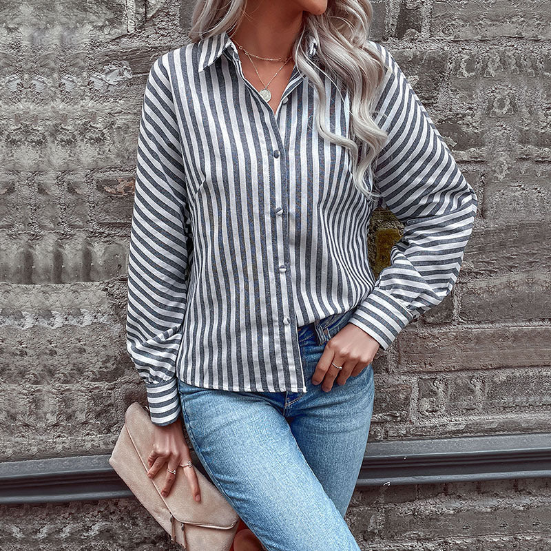 Damen Krawattenhemd mit gestreiftem Design