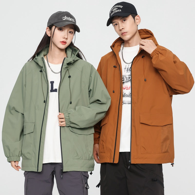 Damen Oversize Windbreaker Jacke mit Kapuze und Cargotaschen Shop Nory
