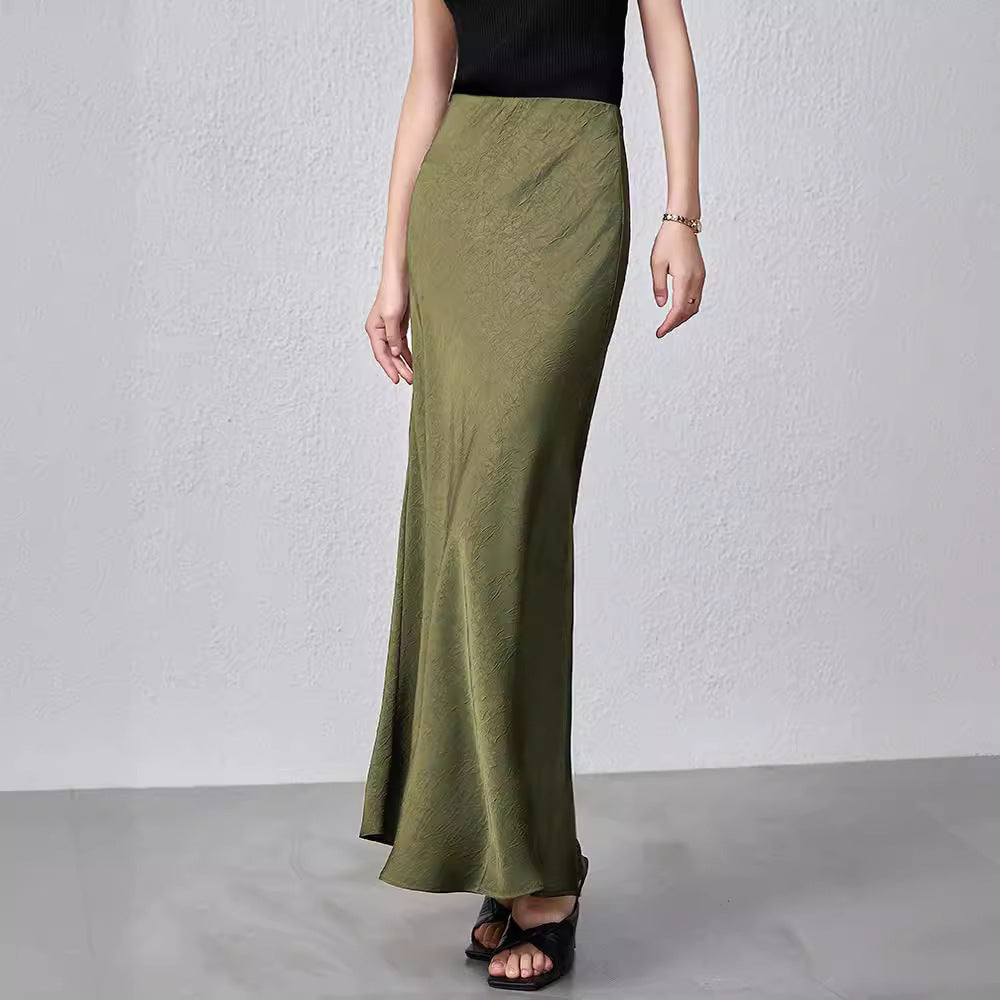 Damen Eleganter Maxirock aus satinierter Viskose