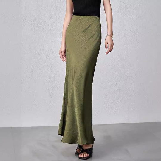 Damen Eleganter Maxirock aus satinierter Viskose
