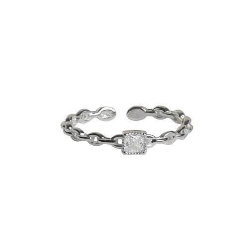 Damen Offener Ring mit elegantem Kettenmotiv und funkelndem Zirkonia Shop Nory