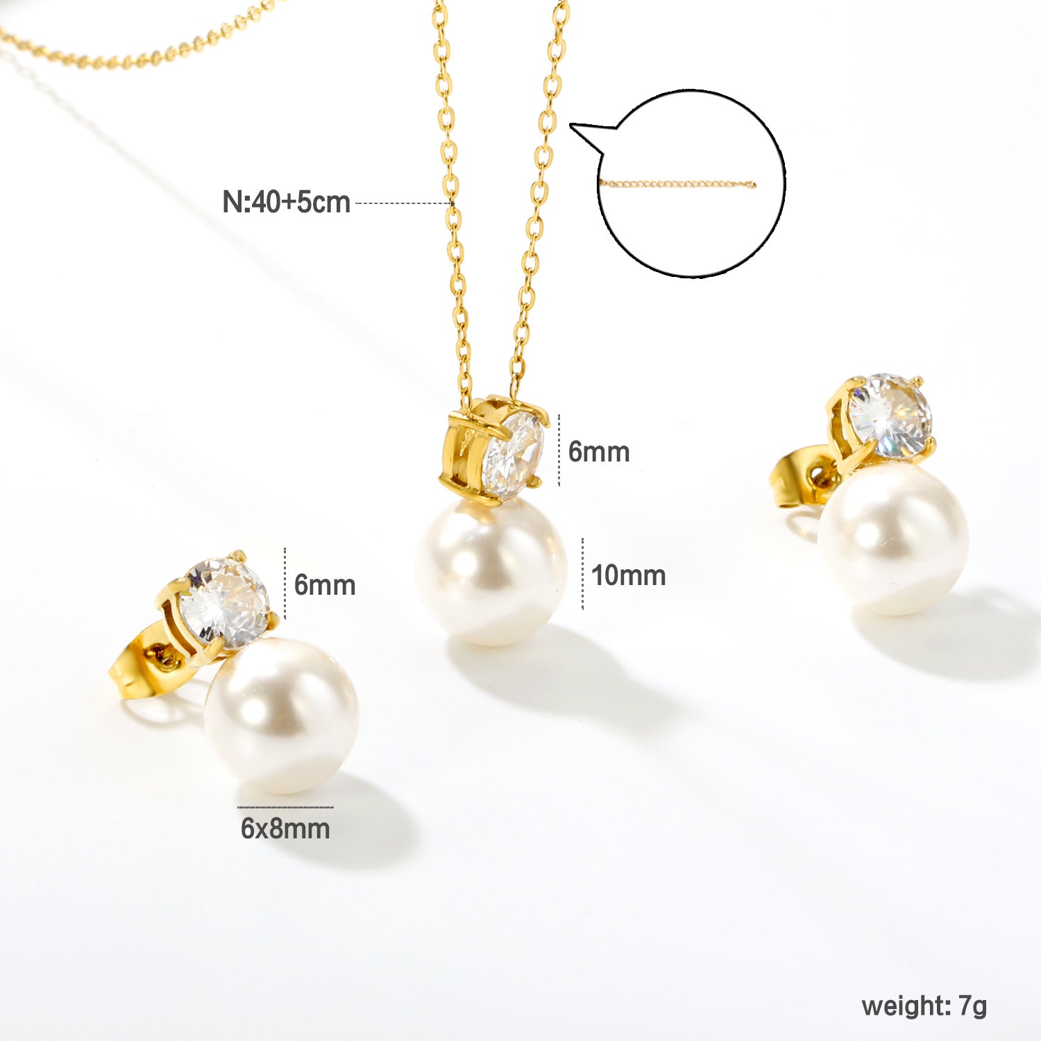 Damen Modeschmuckset mit eleganter Perlensilhouette und funkelnden Zirkonia Shop Nory