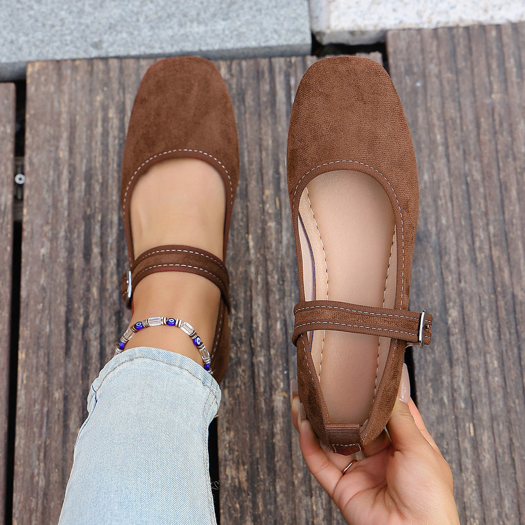 Damen Bequeme Ballerinas mit verstellbarem Riemchen