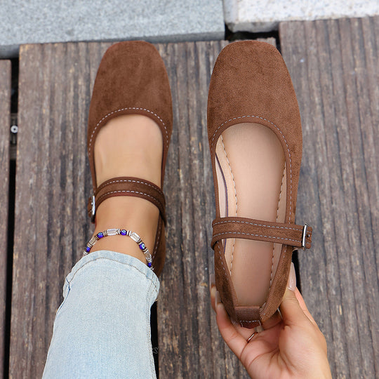 Damen Bequeme Ballerinas mit verstellbarem Riemchen
