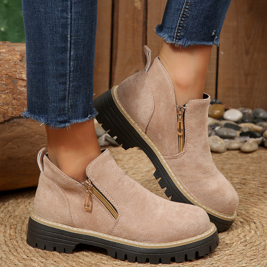 Damen Ankle-Boots mit Profilsohle, seitlichem Reißverschluss und gepolstertem Komfortschaft Shop Nory