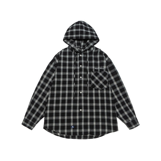 Unisex Kapuzen‑Overshirt im karierten Flanell‑Look mit Brusttasche und Knopfleiste Shop Nory