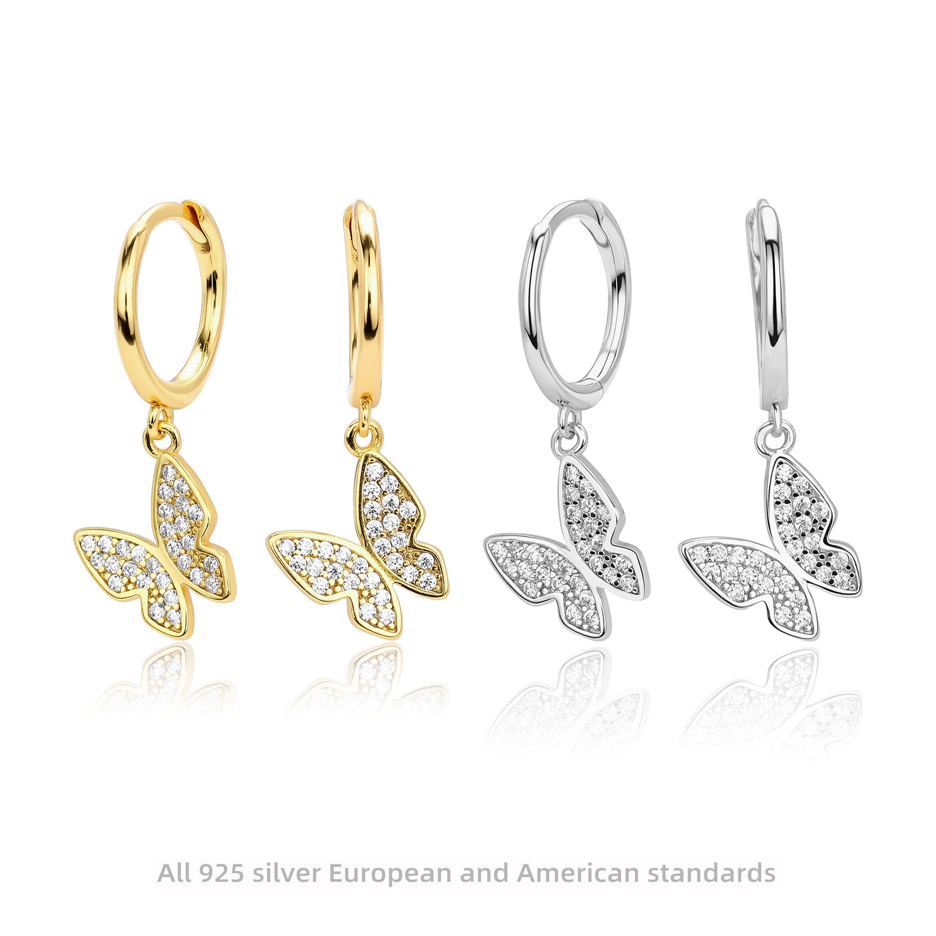 Damen Ohrhänger mit eleganten Schmetterlingsanhängern aus 925 Sterling Silber Shop Nory