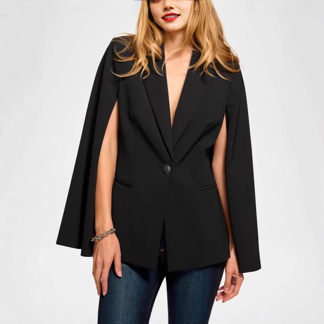 Damen Cape-Blazer mit Schlitzärmeln und tailliertem Ein-Knopf-Verschluss Shop Nory