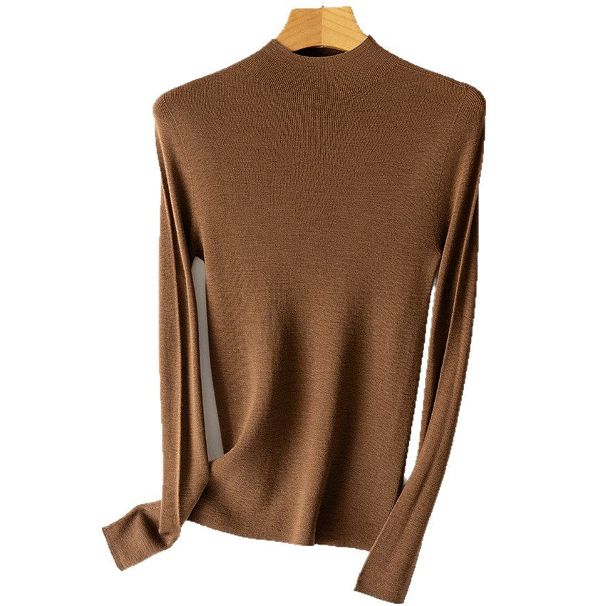 Damen Feinstrick-Longsleeve mit kurzem Stehkragen und schlanker Silhouette Shop Nory