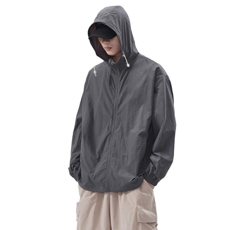Herren leichte Windjacke mit praktischen Taschen und verstellbarem Kapuzen-Design