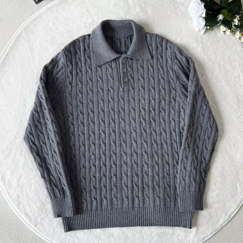 Herren Modisches Strick-Polohemd mit Zopfmuster Shop Nory