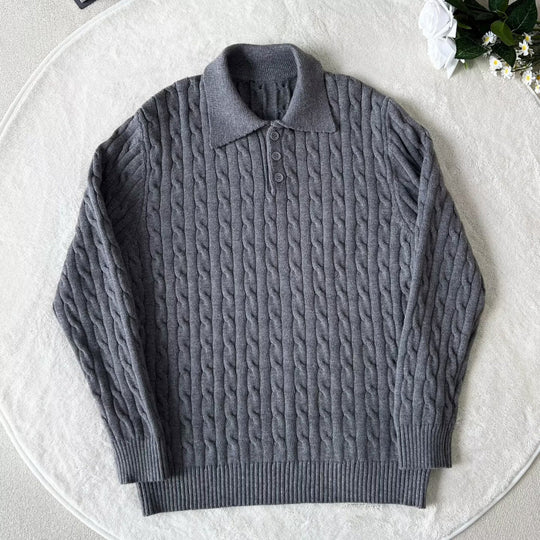 Herren Modisches Strick-Polohemd mit Zopfmuster Shop Nory