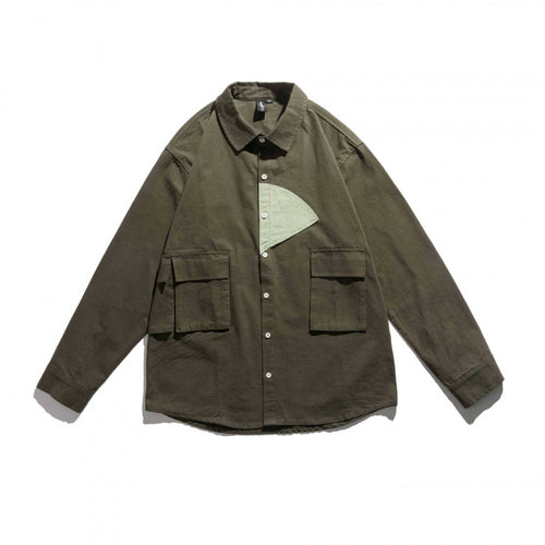 Unisex Kastenförmiges Utility-Overshirt mit kontrastierter Brustapplikation und aufgesetzten Pattentaschen Shop Nory