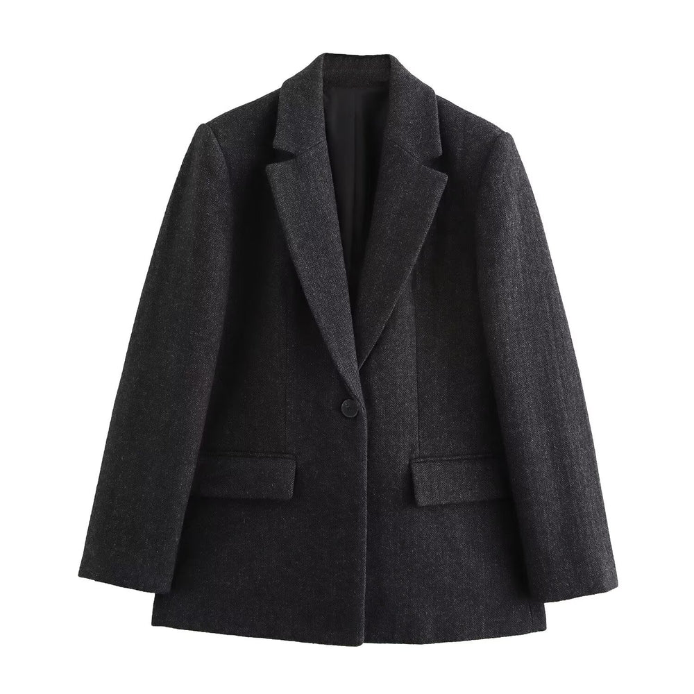Damen Wollmix-Blazermantel mit taillierendem Schnitt und Ein-Knopf-Verschluss Shop Nory