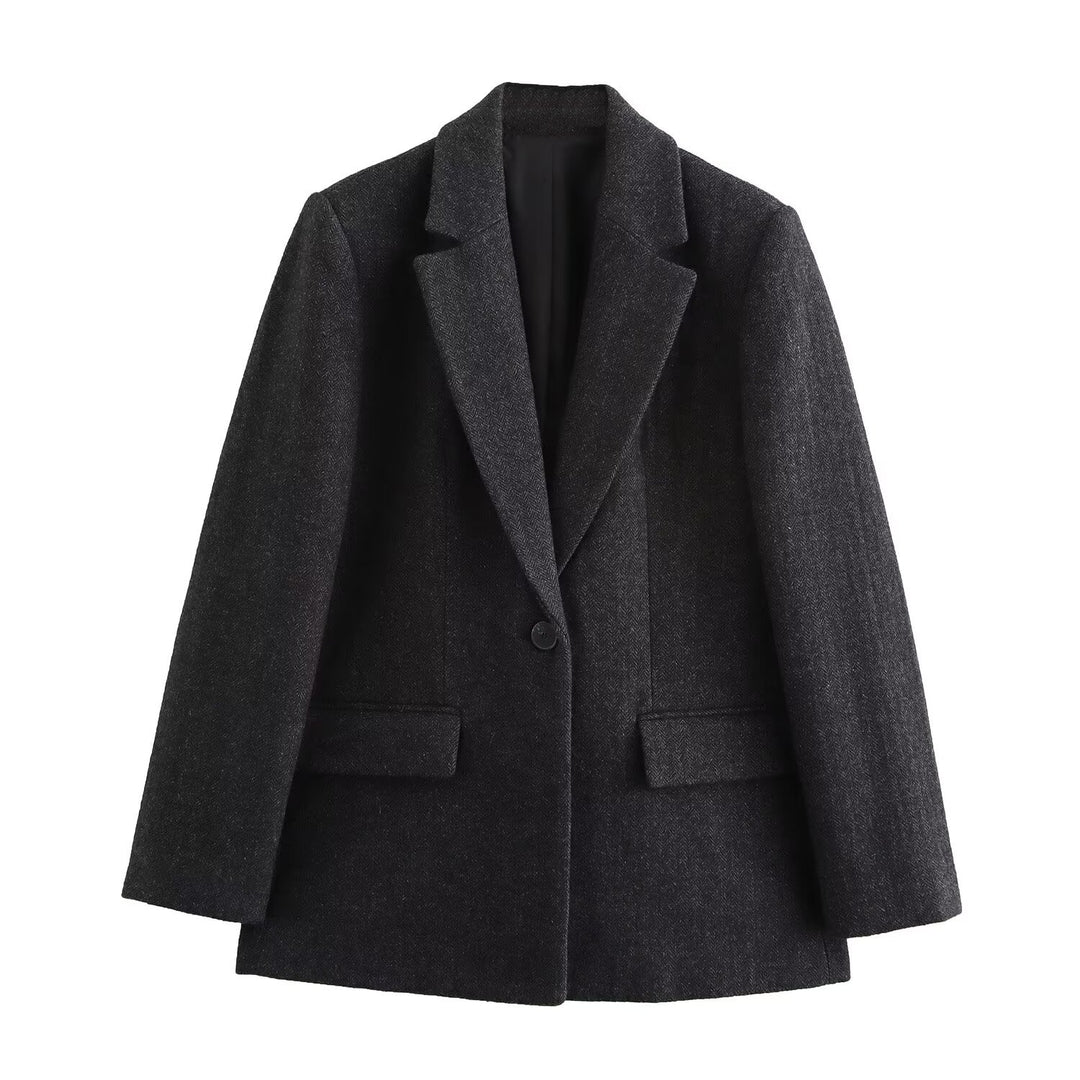 Damen Wollmix-Blazermantel mit taillierendem Schnitt und Ein-Knopf-Verschluss Shop Nory