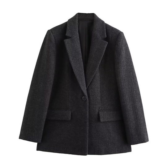 Damen Wollmix-Blazermantel mit taillierendem Schnitt und Ein-Knopf-Verschluss Shop Nory
