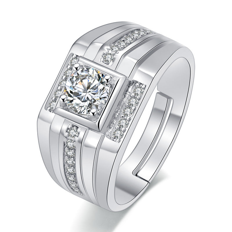 Damen Eleganter Ring mit quadratischem Zirkonia-Besatz Shop Nory