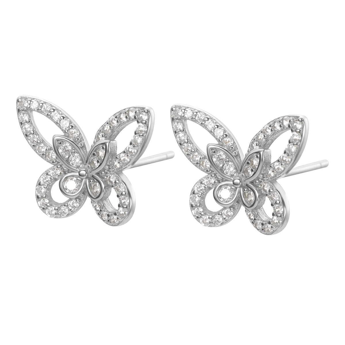 Damen Ohrstecker im eleganten Schmetterlingsdesign mit strahlenden Zirkonia Shop Nory