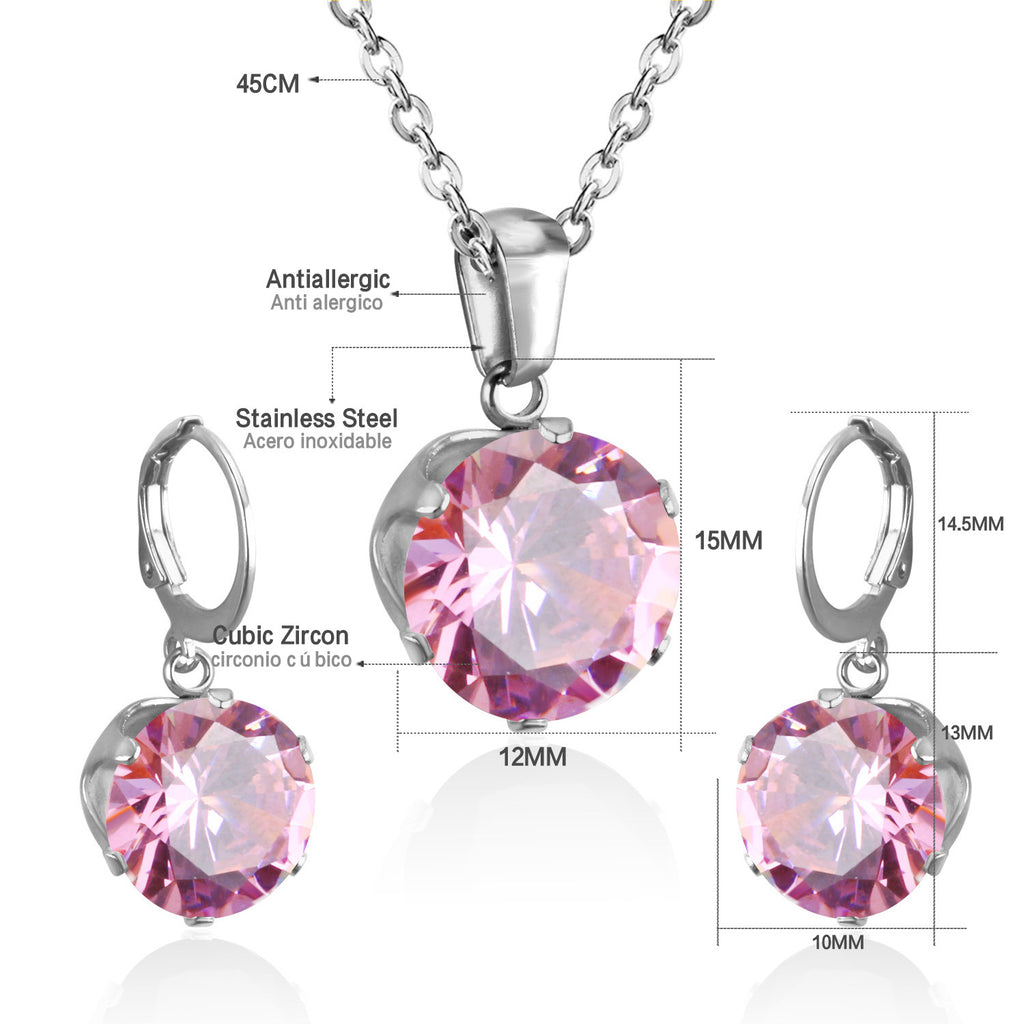 Damen Schmuckset mit funkelndem Zirkonia-Anhänger und Ohrringen aus hochwertigem Edelstahl Shop Nory