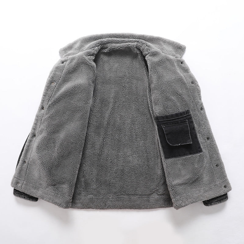 Herren Sherpa-gefütterte Denimjacke mit Teddyfutter und Brusttasche Shop Nory