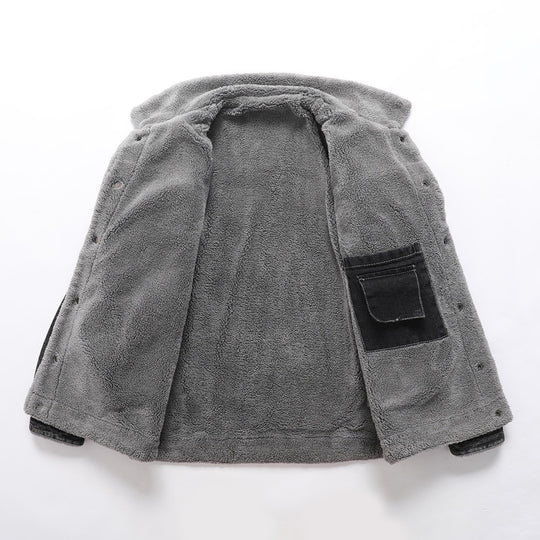 Herren Sherpa-gefütterte Denimjacke mit Teddyfutter und Brusttasche Shop Nory