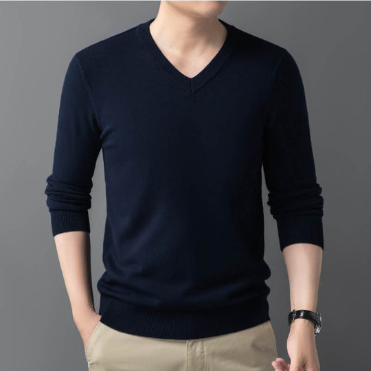 Herren Feiner V‑Ausschnitt Feinstrickpullover in schlanker Passform Shop Nory