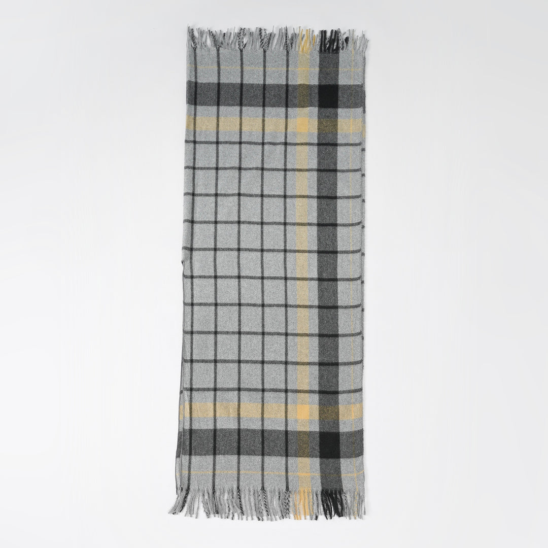Damen Weicher Wollmix-Überwurfponcho im tartan-inspirierten Karo mit Fransen Shop Nory