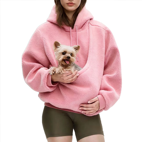 Damen nan Oversize Sherpa-Hoodie mit integriertem Haustiertaschen-Design Shop Nory