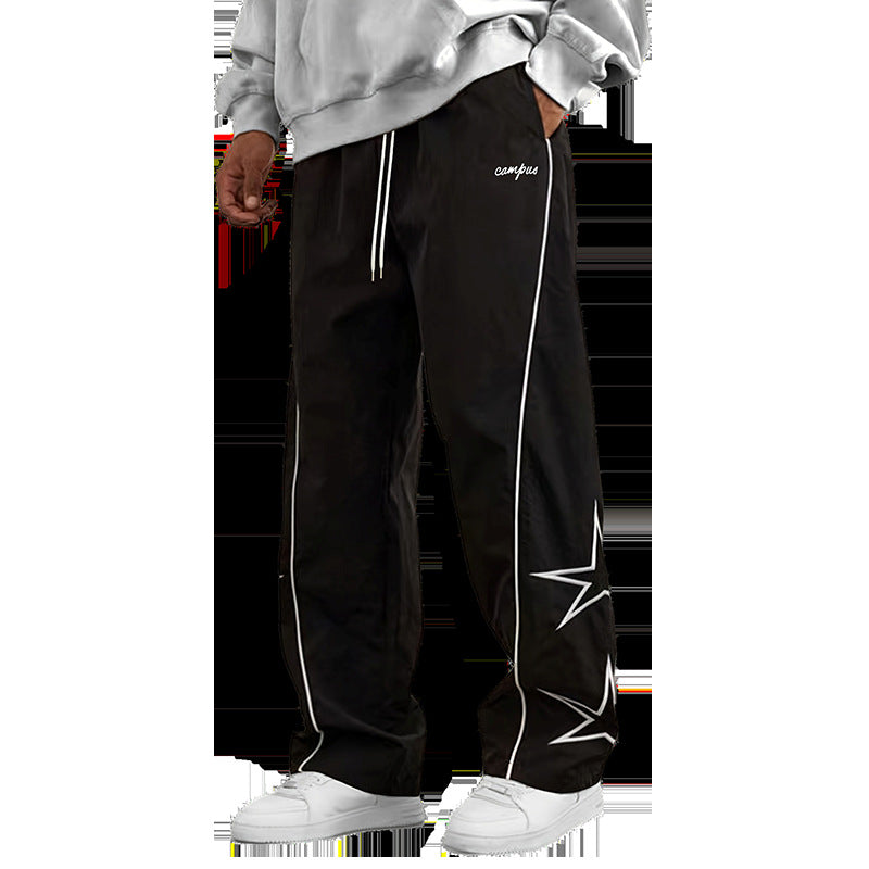 Herren Weite Trackpants mit Kontrastpaspel, Kordelzug und Sternapplikation Shop Nory