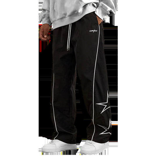 Herren Weite Trackpants mit Kontrastpaspel, Kordelzug und Sternapplikation Shop Nory