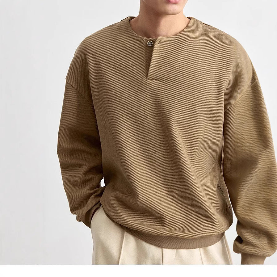 Herren Strukturierter Oversize-Strickpullover mit Henley-Knopfleiste Shop Nory