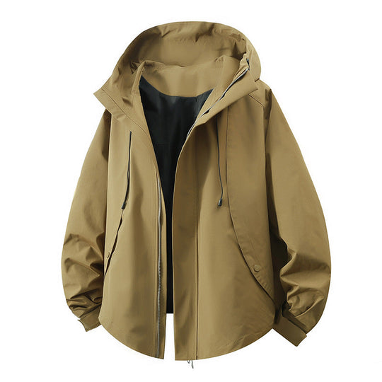 Damen winddichte Übergangsjacke mit Kapuze und verstellbarem Kordelzug