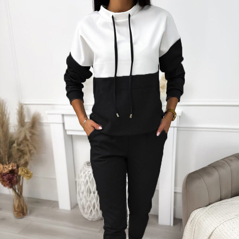 Damen Zweiteiliges Loungewear‑Set mit Stehkragen, Kängurutasche und schmaler Jogginghose Shop Nory