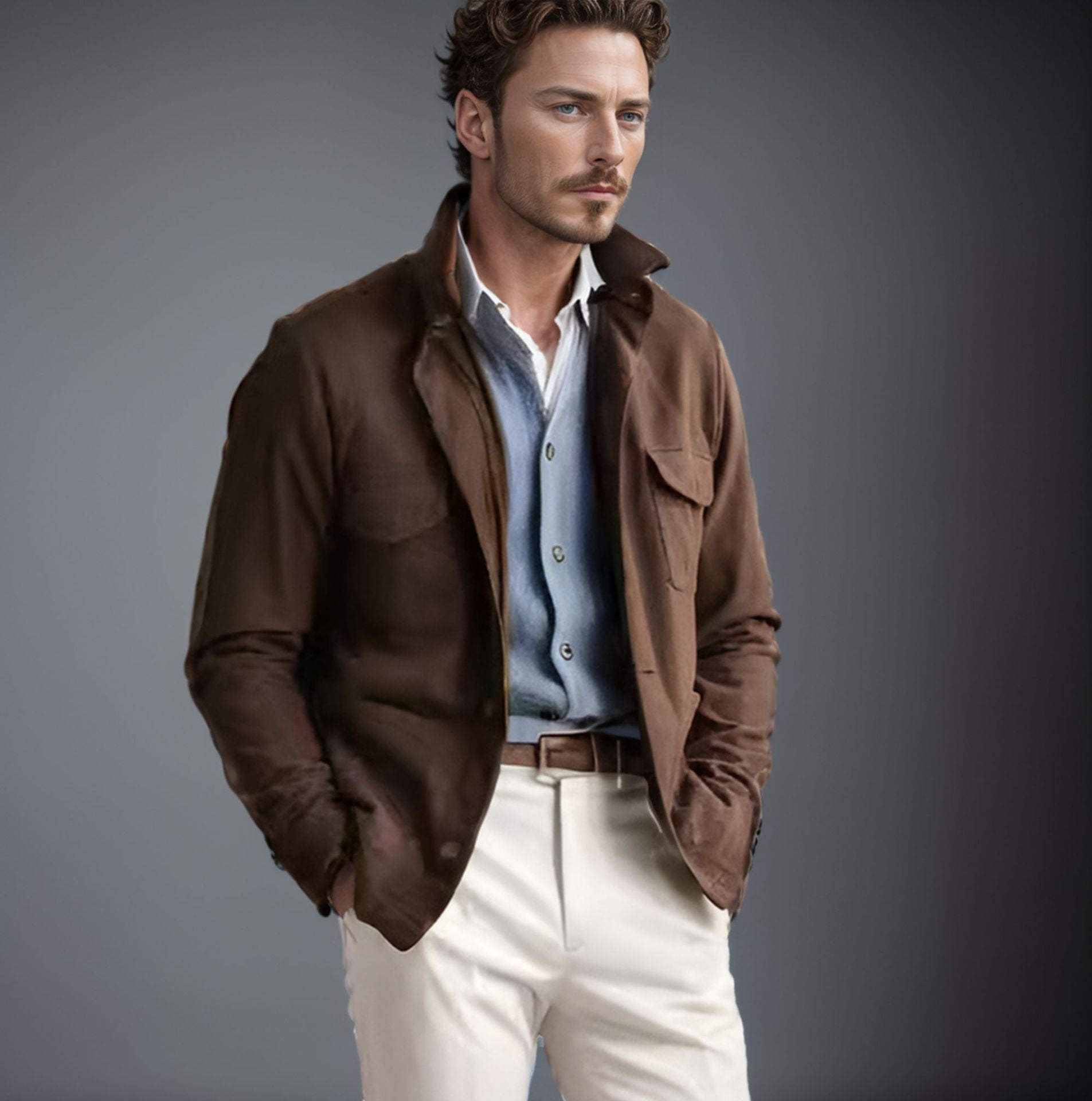 Herren praktische Jacke im schicken Utility-Stil mit hohen Kragen
