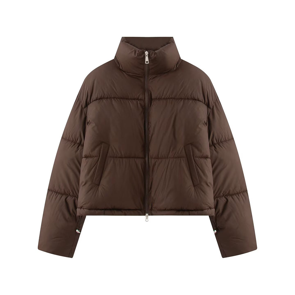 Damen Kurzjacke im Oversized-Boxy-Pufferstil mit hohem Stehkragen Shop Nory