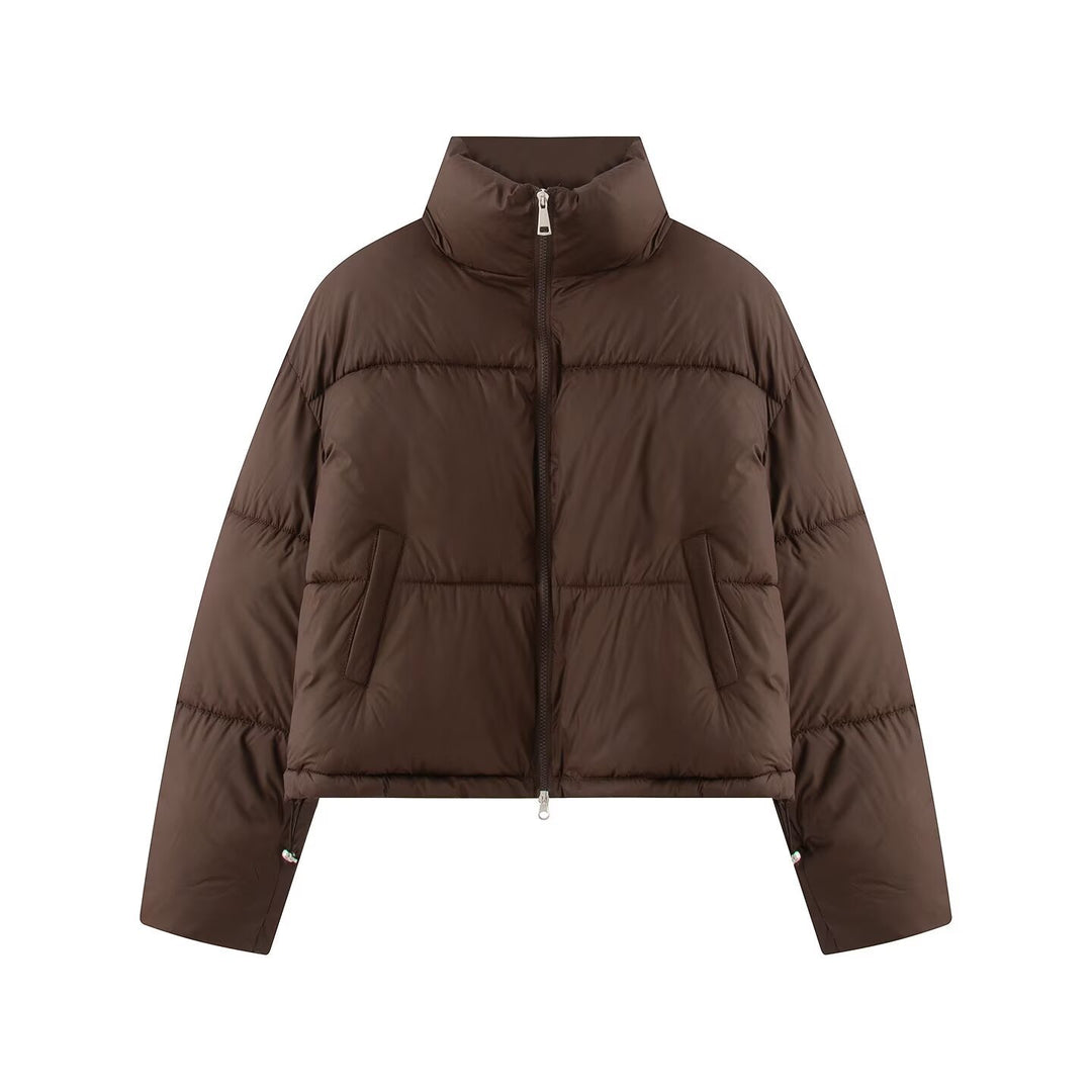 Damen Kurzjacke im Oversized-Boxy-Pufferstil mit hohem Stehkragen Shop Nory