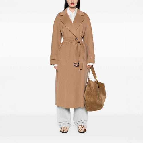 Damen Wickelmantel aus Wollmix mit Taillengürtel und Oversize-Schulter Shop Nory