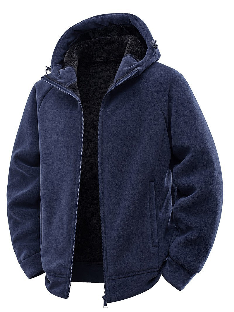 Herren Gefütterte Kapuzen-Fleecejacke mit Teddyfutter und durchgehendem Reißverschluss Shop Nory
