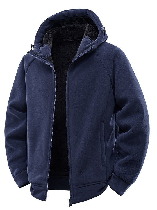 Herren Gefütterte Kapuzen-Fleecejacke mit Teddyfutter und durchgehendem Reißverschluss Shop Nory