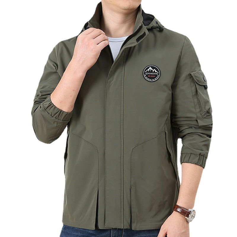 Herren Leichter Urbaner Softshell-Hoodie mit Ärmeltasche und hohem Stehkragen Shop Nory